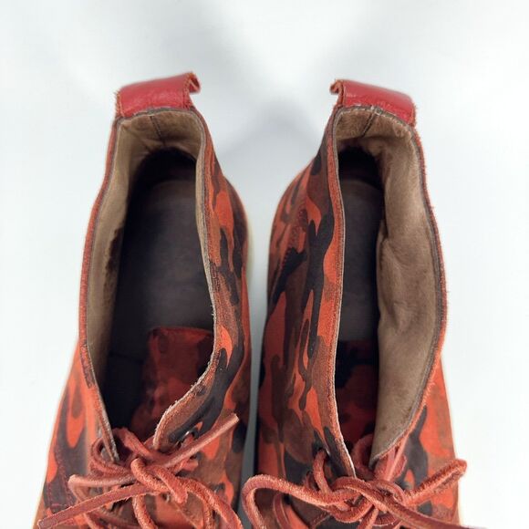 Del Toro Mens Size 13 Orange Red Camo Chukka Suede Leather High Top Shoes main image 7